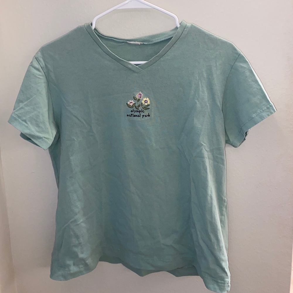 Green Top with small floral design